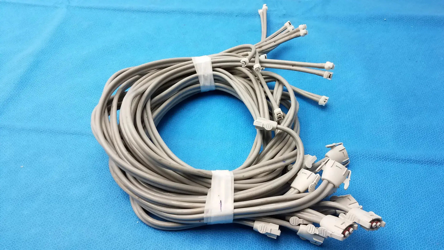 Coiled gray nibp air hose fast connectors with white plastic ties for double tube air hose use lot of 12
