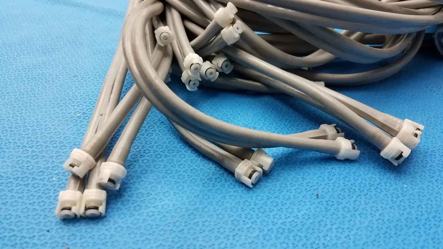 Lot of 12 nibp air hose fast gray plastic cable ties with white locking heads for double tube connection