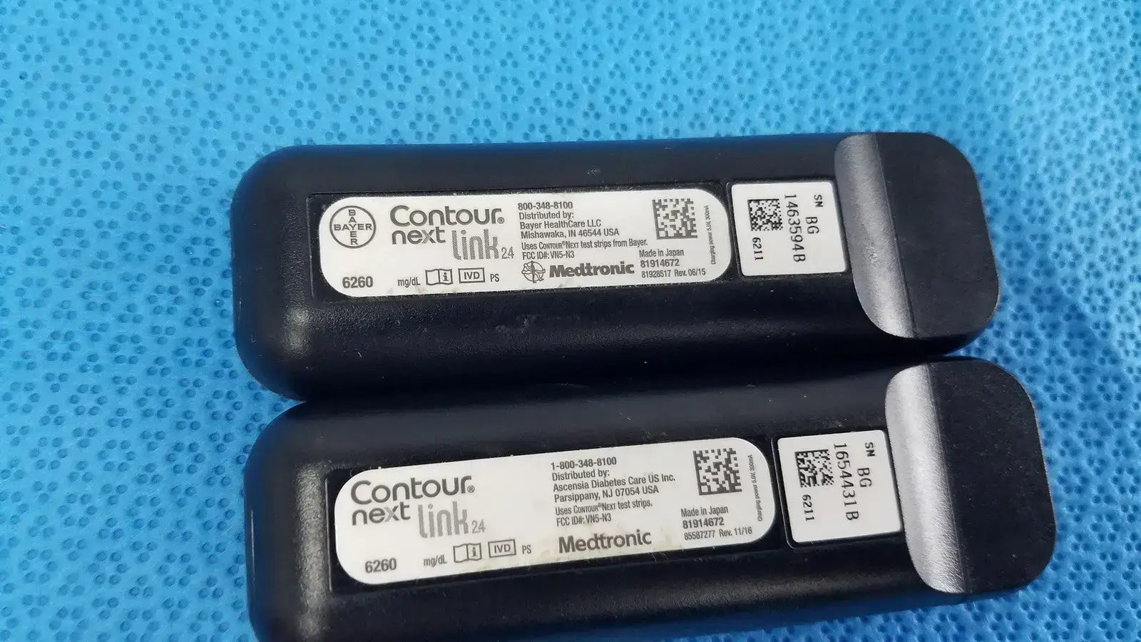 Lot of 2 - Bayer Contour Next Link 2.4 Glucose Meter Medtronic Diabetes Monitor