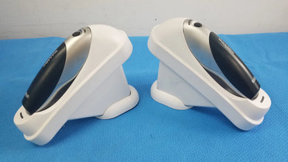 Lot of 2 Braun Pro 4000 ThermoScan medical equipment with Welch Allyn white and black barcode scanners in charging docks