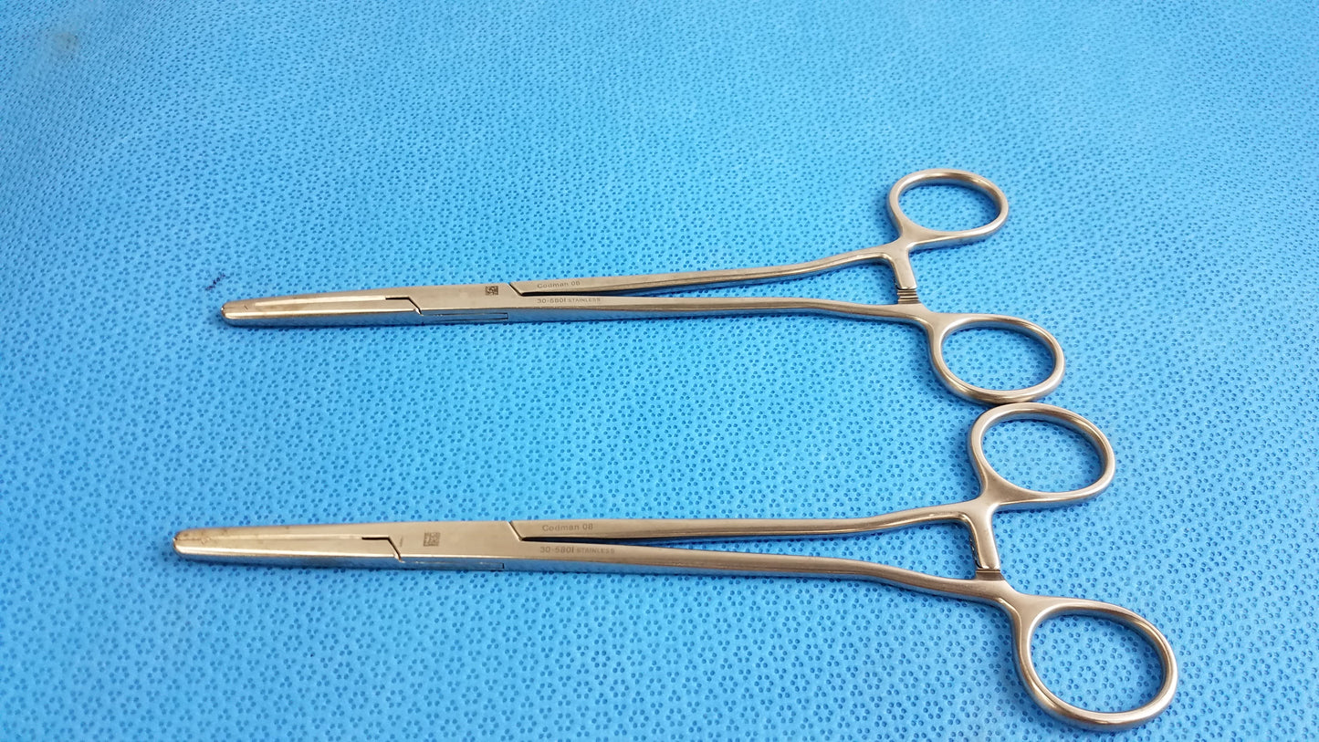 Lot of 2 Codman 30-5801 Straight Ballantine Hysterectomy Forceps