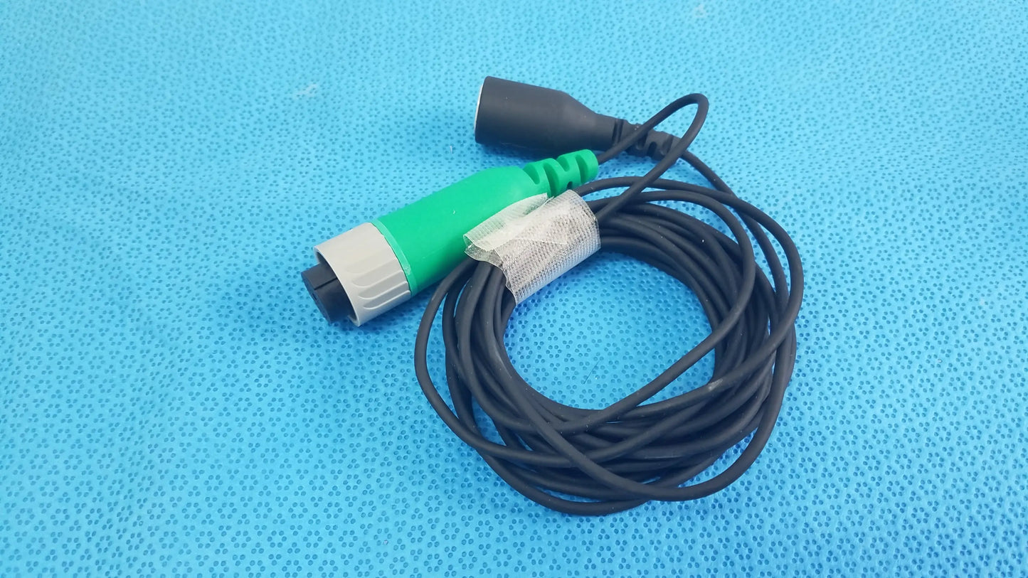 Lot of 2 d-ens-sup-q-cbl ensite x ep system catheter connector cables with green and black industrial power cords for reuse medical equipment