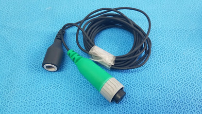 Lot of 2 D-ENS-SUP-Q-CBL medical-grade green and gray catheter connector cables with black coiled cords for reuse medical equipment