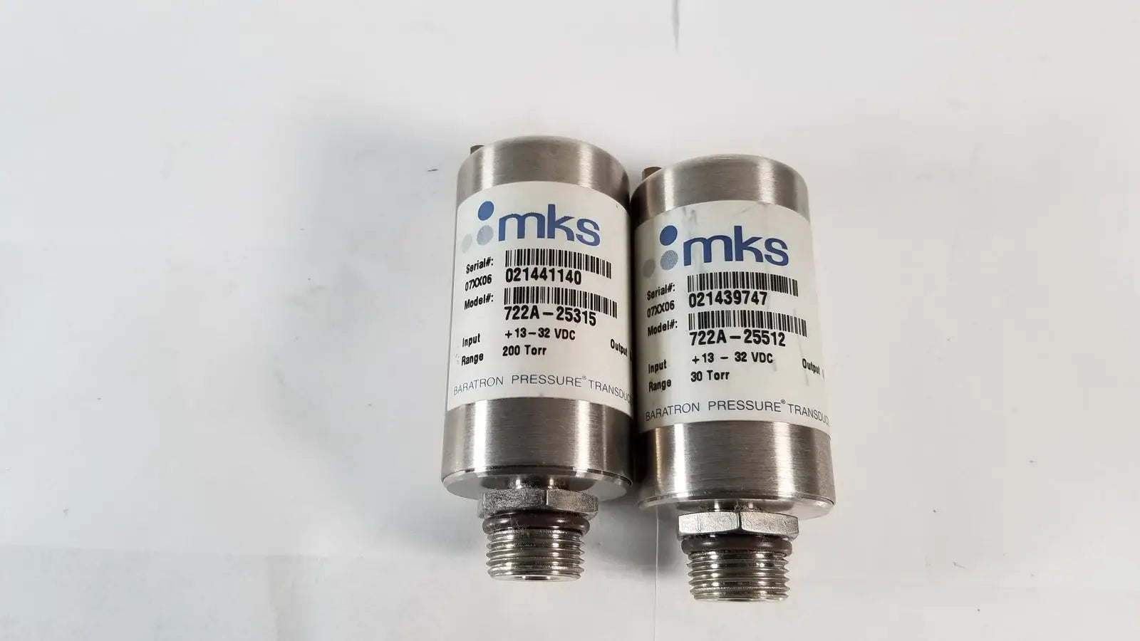 Lot of 2 MKS Baratron Pressure Transducer 722A-25315 200 Torr and 30