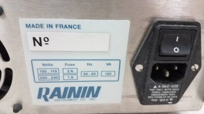 Black power switch with on off toggle and grounding plug on the back of lot of 2 Rainin HPXL solvent delivery system for buy used medical equipment
