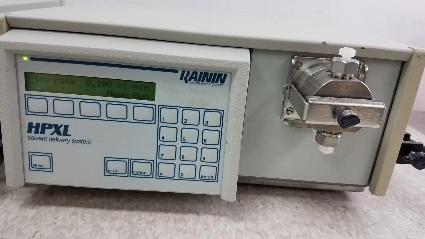 Lot of 2 rainin hpxl gray solvent delivery systems with digital display and metallic pump for buy used medical equipment