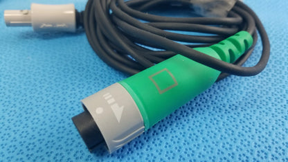 Lot of 2 Stryker catheter connector cables with green and gray connectors and black cords for medical equipment reuse