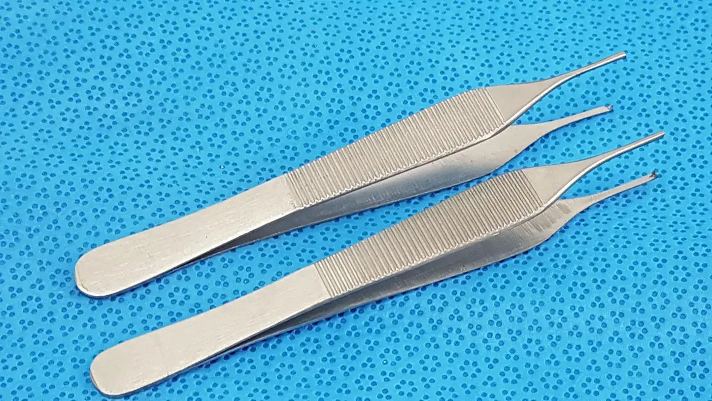 LOT OF 2 T/C Adson Tissue Kocher Forceps 1x2 Teeth 4.75’’ – Tungsten Carbide - Surgical