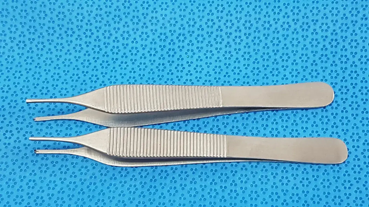 LOT OF 2 T/C Adson Tissue Kocher Forceps 1x2 Teeth 4.75’’ – Tungsten Carbide - Surgical