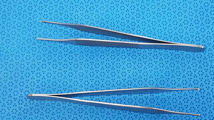 LOT OF 2 T/C Adson Tissue Kocher Forceps 1x2 Teeth 4.75’’ – Tungsten Carbide - Surgical