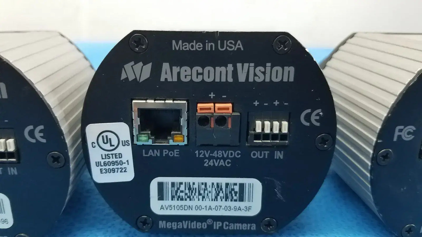 Lot of 3 - Arecont Vision AV5100M AV5105DN MegaVideo IP Camera H.264 PoE