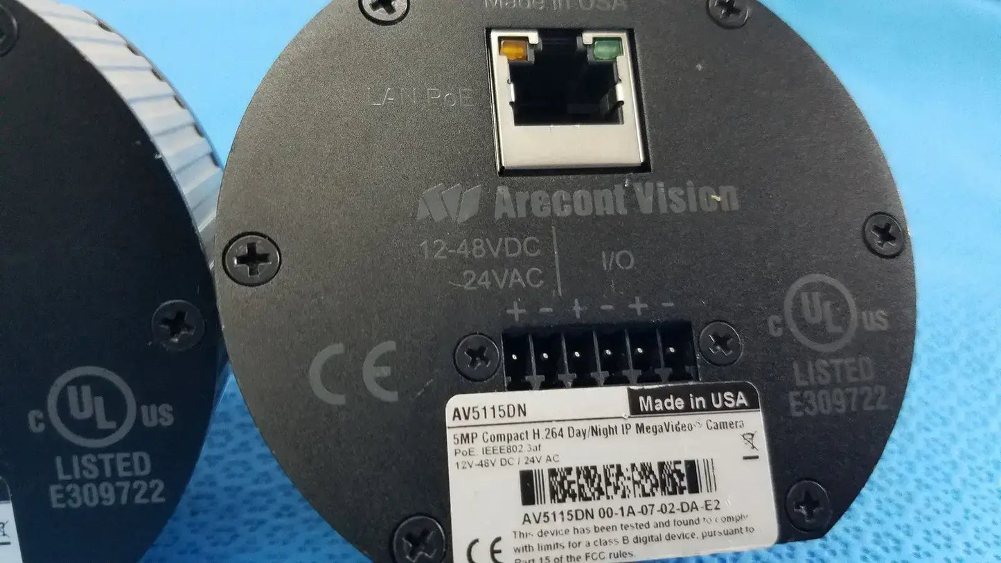 Lot of 3 - Arecont Vision AV5115DN 5MP Compact H.264 Day/Night IP PoE Cameras - Surveillance Camera