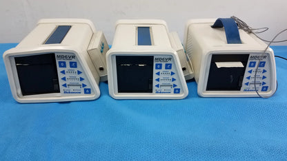 Lot of 3 hokanson md6vr chart recorders featuring white infusion pumps with blue accents for medical equipment use
