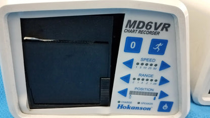 White plastic hokanson md6vr chart recorder with blue buttons and black display screen medical equipment lot of 3