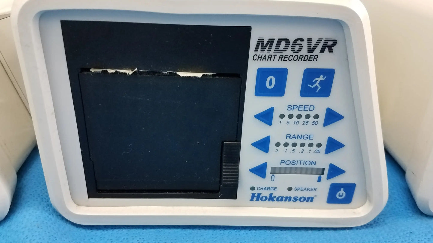 White plastic hokanson md6vr chart recorder with blue control buttons for medical equipment use lot of 3 unit set