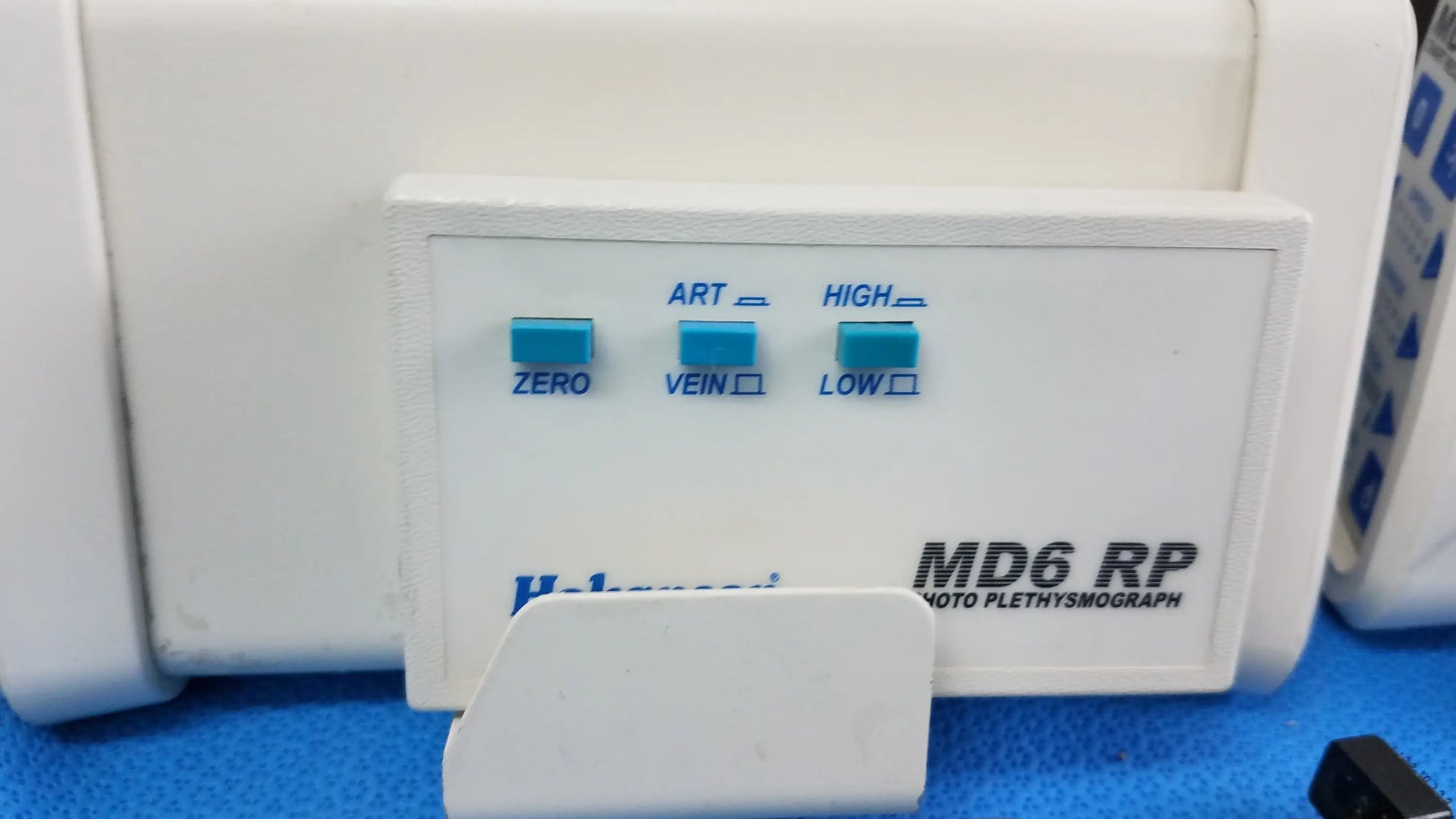 White plastic control panel with blue labeled switches for hokanson md6vr chart recorder medical equipment lot of 3