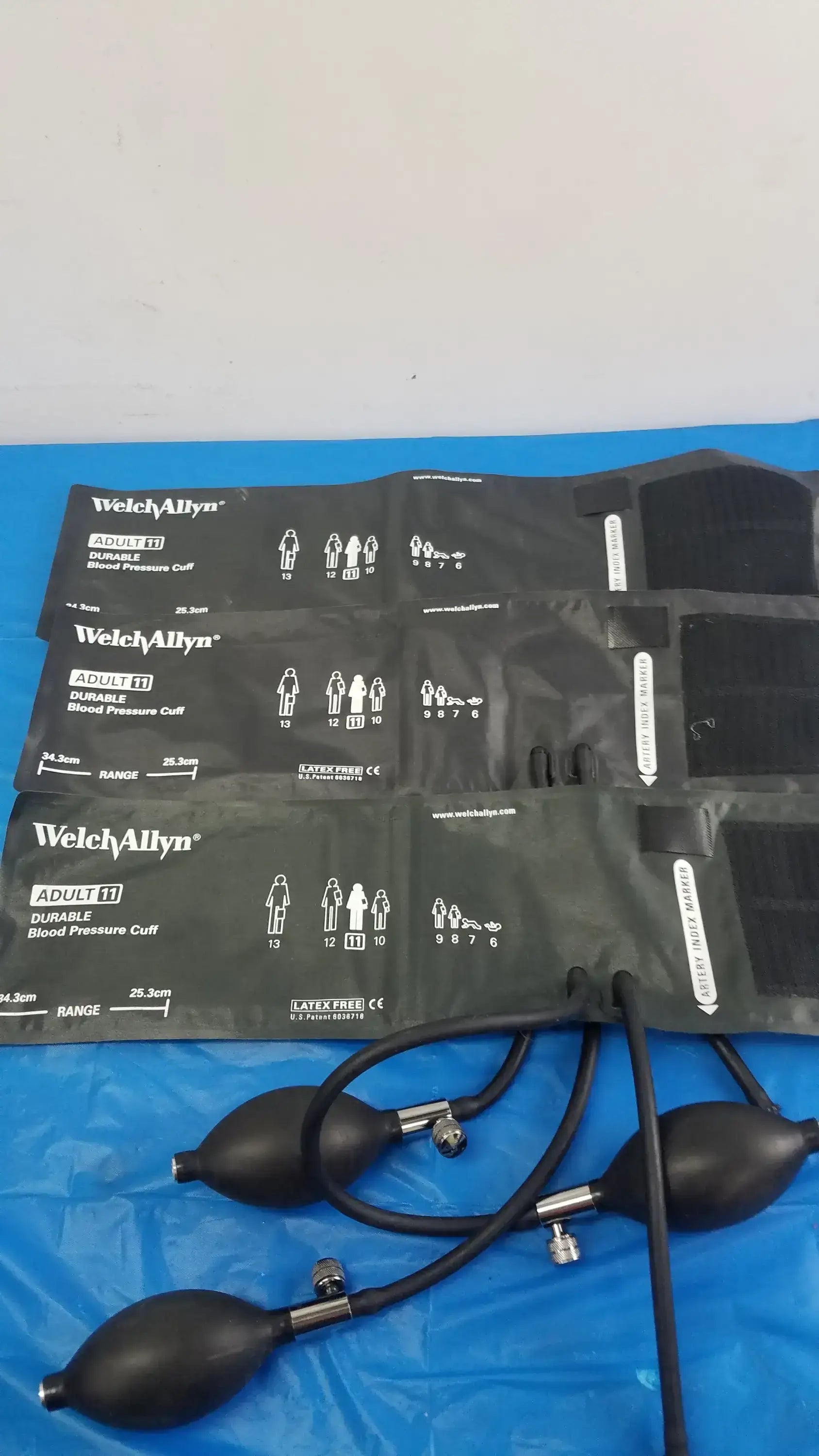 Lot of - 3 Welch Allyn Flexiport Reusable Blood Pressure Cuffs Adult 11 - FlexiPort Cuff