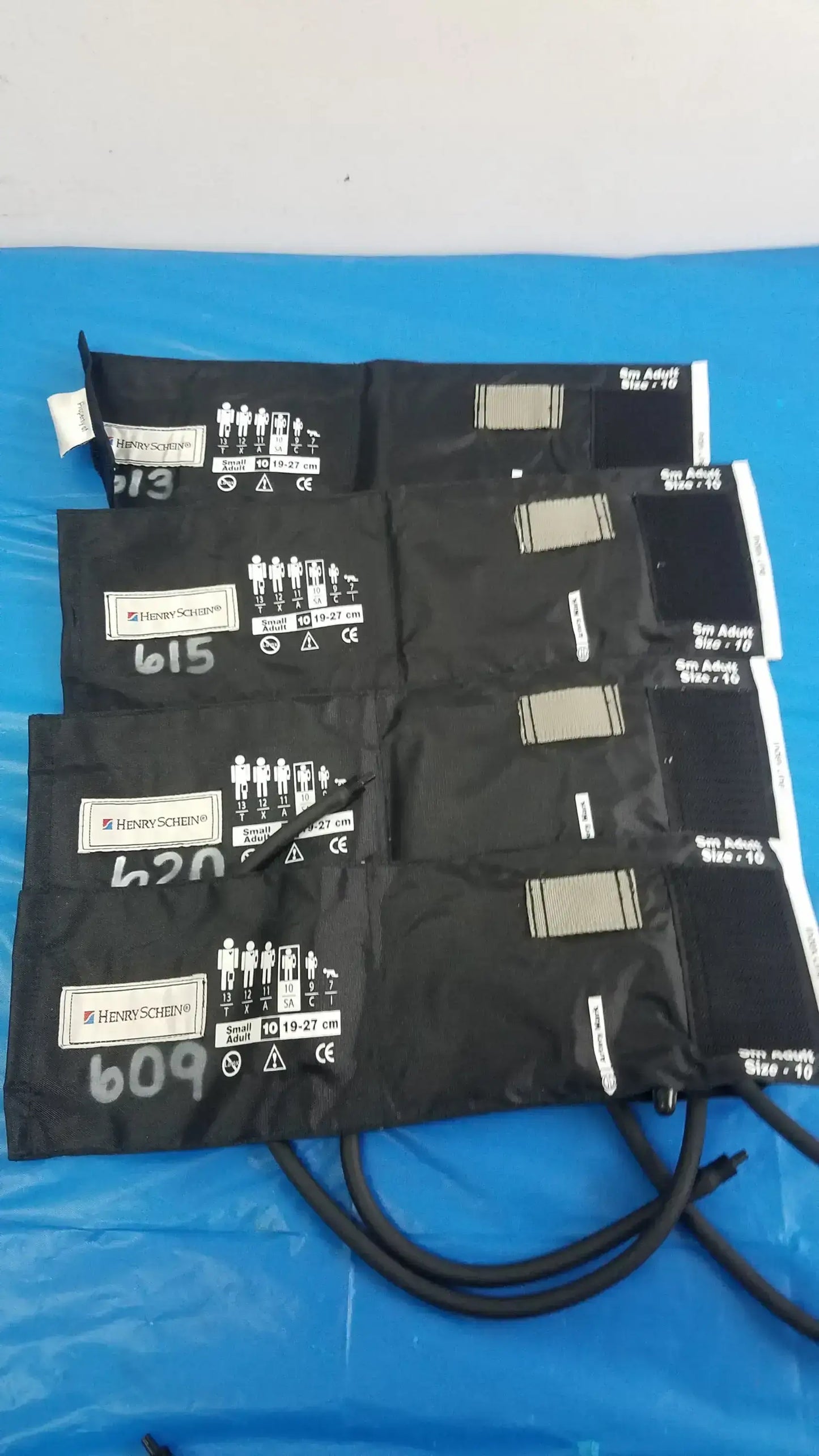 Lot of - 4 Henry Schein Adult Blood Pressure Cuffs Small 10 - Cuff