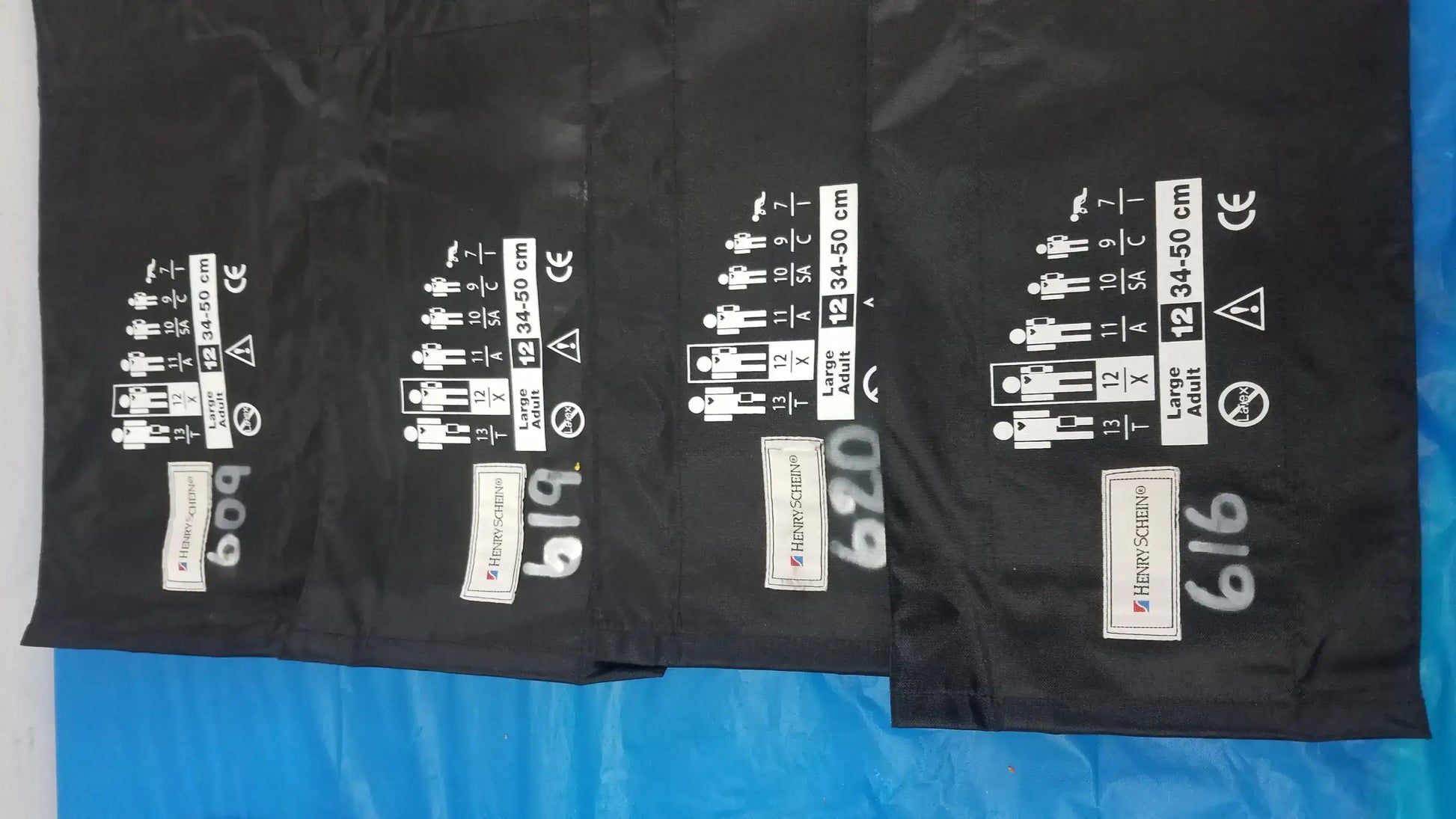 Lot of - 4 Henry Schein Blood Pressure Cuffs Large Adult 12 - Cuff