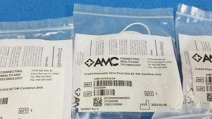 Lot of - 5 AMC 5-Lead Disposable ECG Cable GE Multi-Link to Pinch Shielded 50