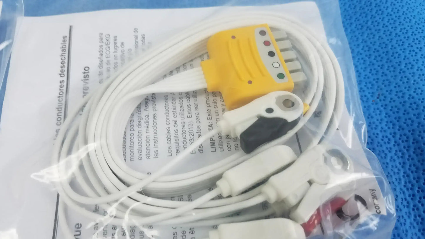 Lot of - 5 AMC 5-Lead Disposable ECG Cable GE Multi-Link to Pinch Shielded 50