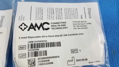 Lot of - 5 AMC 5-Lead Disposable ECG Cable GE Multi-Link to Pinch Shielded 50