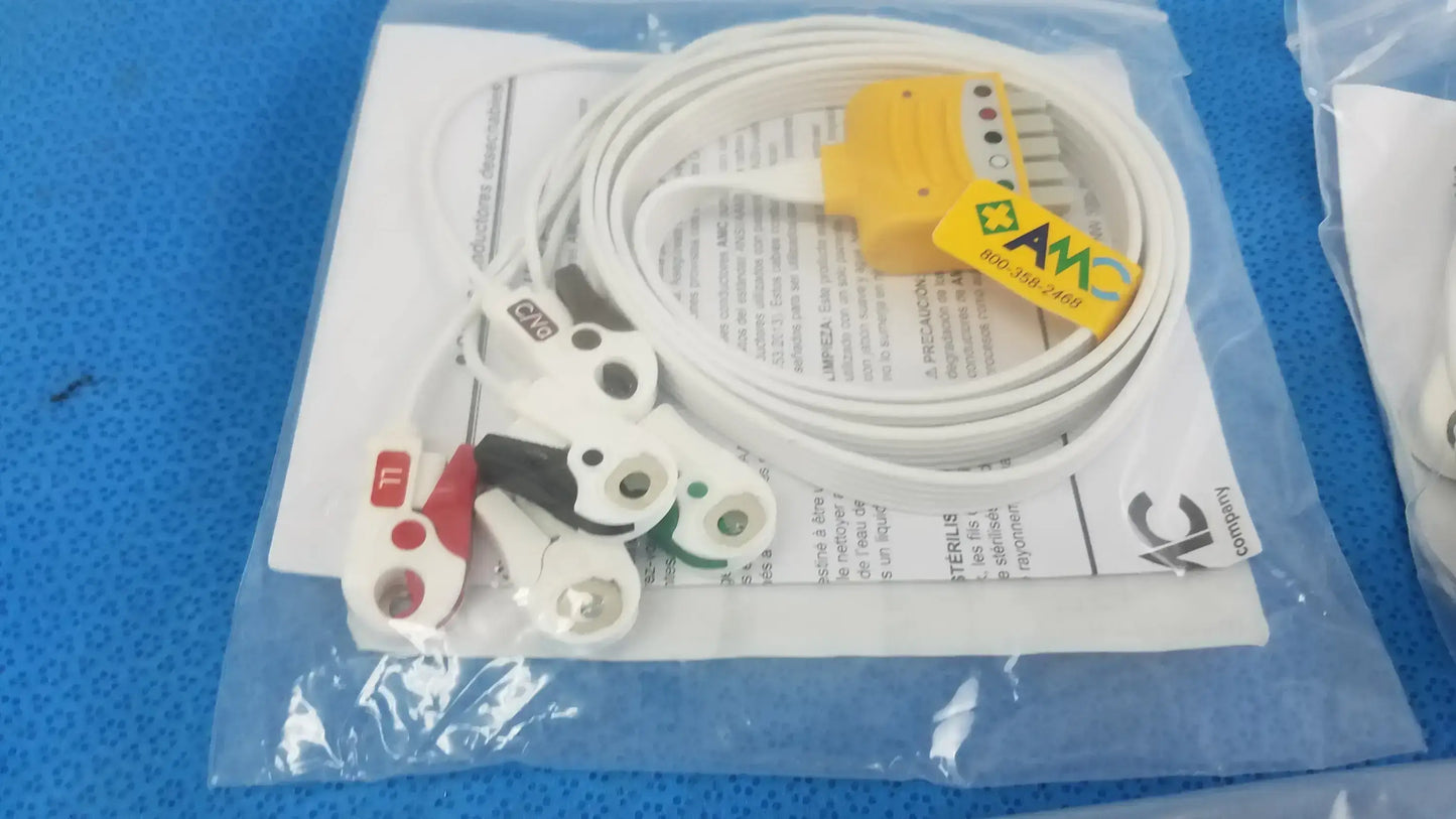 Lot of - 5 AMC 5-Lead Disposable ECG Cable GE Multi-Link to Pinch Shielded 50