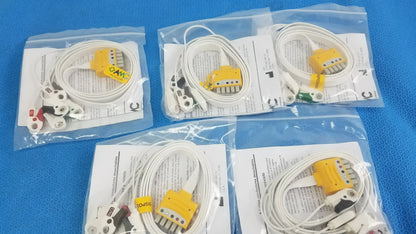 Lot of - 5 AMC 5-Lead Disposable ECG Cable GE Multi-Link to Pinch Shielded 50