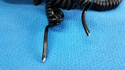 Lot of 5 black coiled cord and handle assembly with exposed wire ends for wall transformer reuse medical equipment