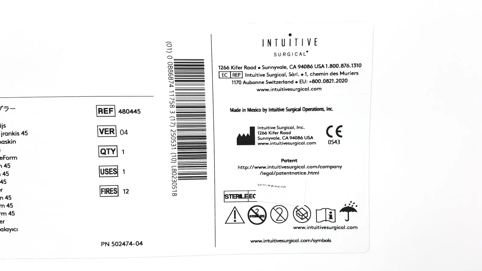 Lot of 5 Intuitiive Surgical DaVincii Xi REF 480445 SurreForm 45 - Stapler Reload