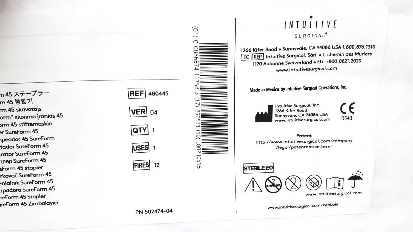 Lot of 5 Intuitiive Surgical DaVincii Xi REF 480445 SurreForm 45 - Stapler Reload