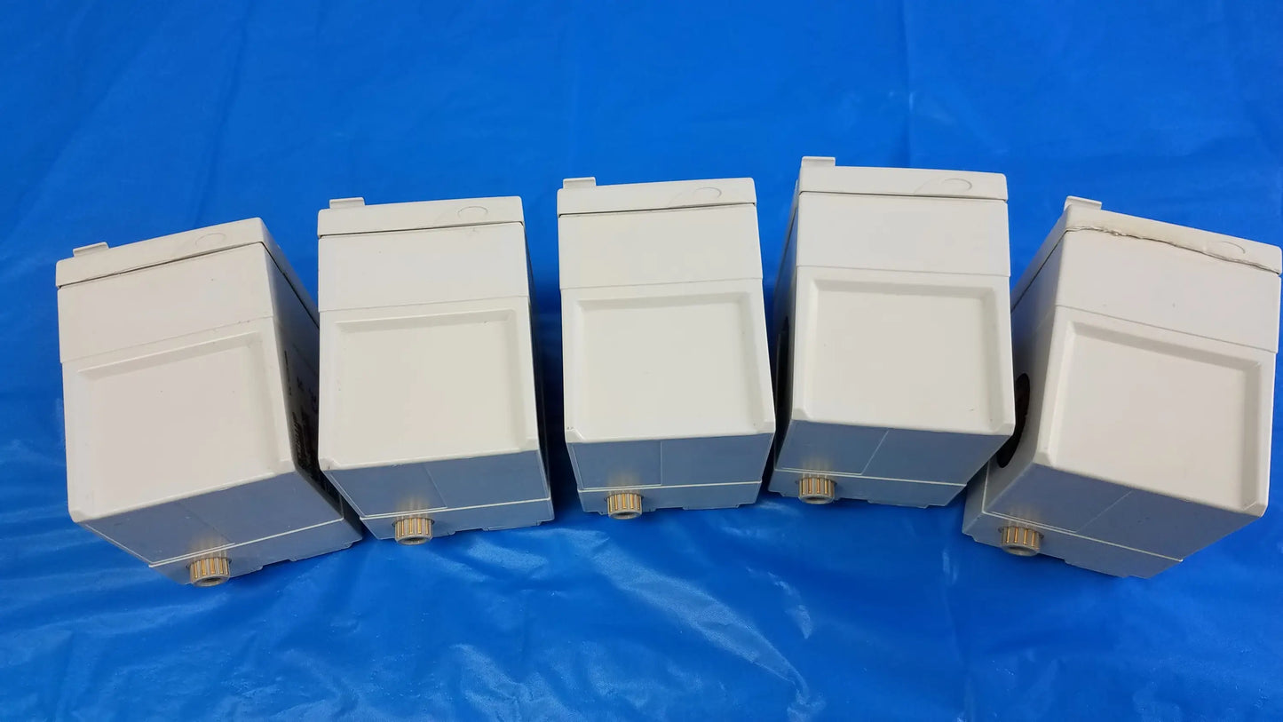 Lot of 5 philips m1116b recorder modules medical equipment with off-white plastic boxes and gold threaded fittings