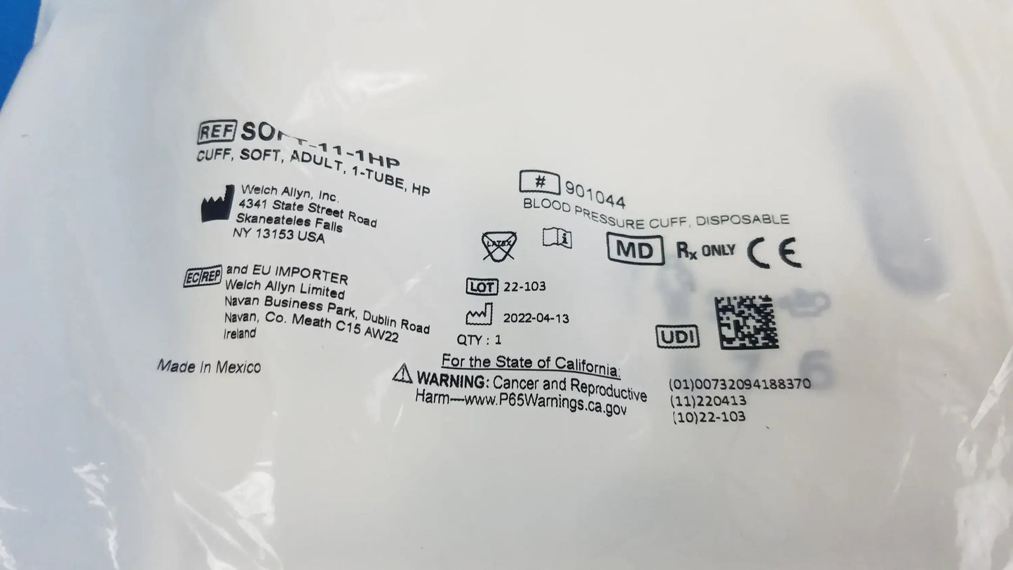 Lot of - 5 Wlech Allyn Disposable Blood Pressure Cuff 901044