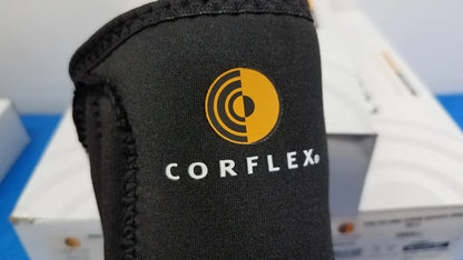 Black neoprene elbow support with corflex logo and embroidery part of medical equipment cooltex knee sleeves lot of 6