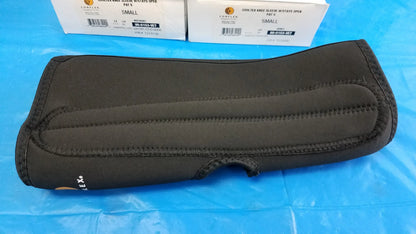 Black neoprene corflex cooltex knee sleeve with cutout kneecap and reinforced stitching medical equipment small size