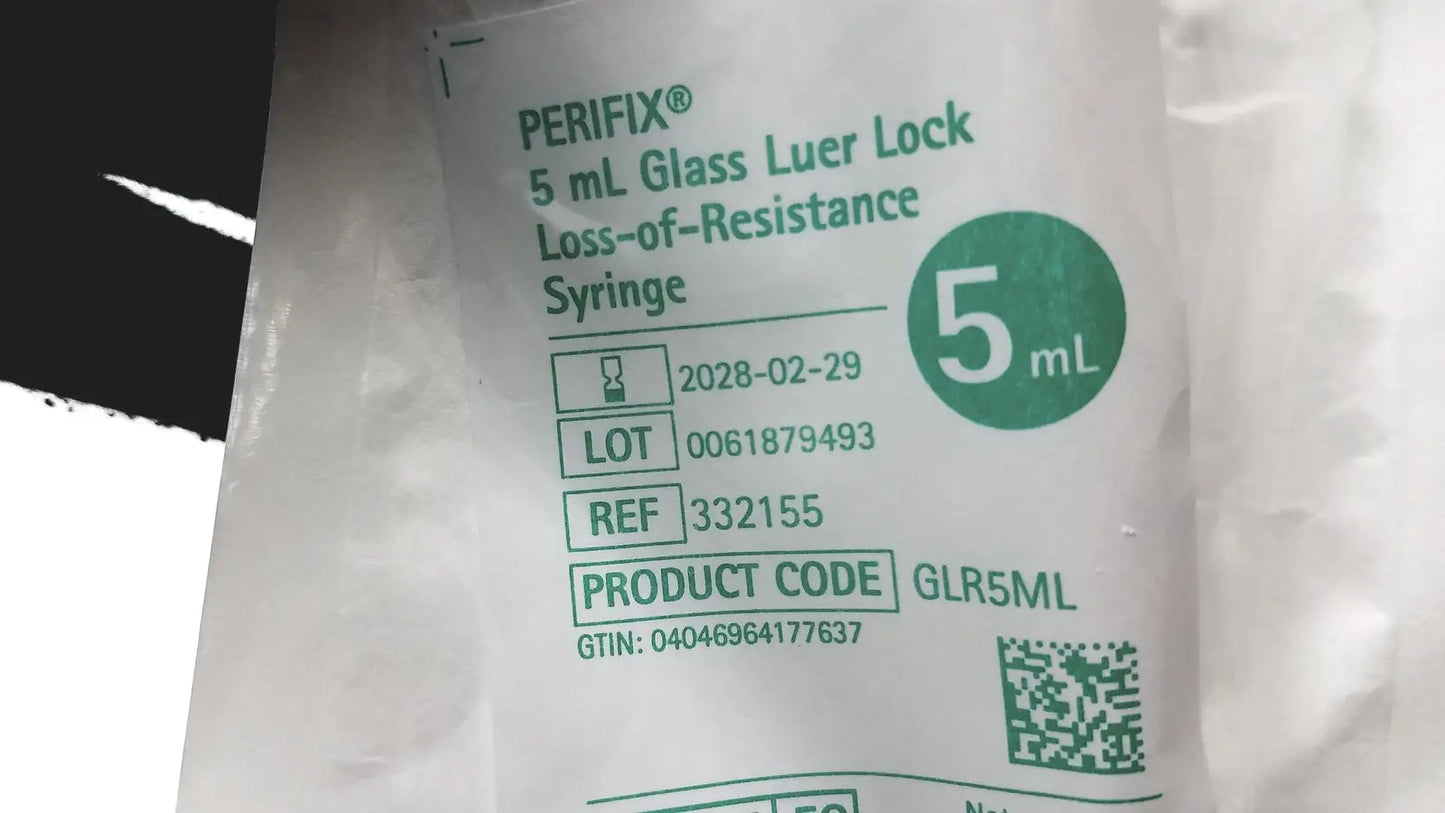 Lot of 79 Perifix 5 mL Glass Luer Lock Loss Resistance Syringe Ref. 332155