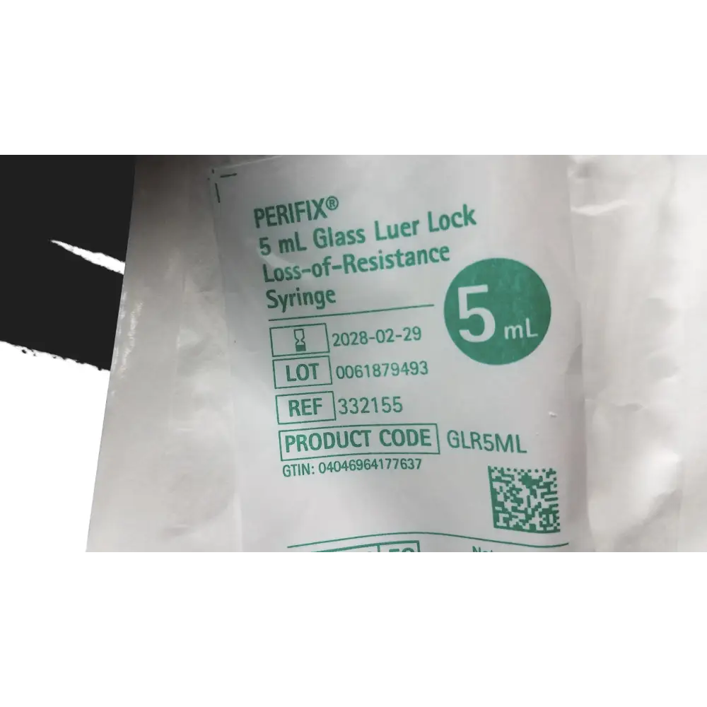 Lot of 79 Perifix 5 mL Glass Luer Lock Loss Resistance Syringe Ref. 332155