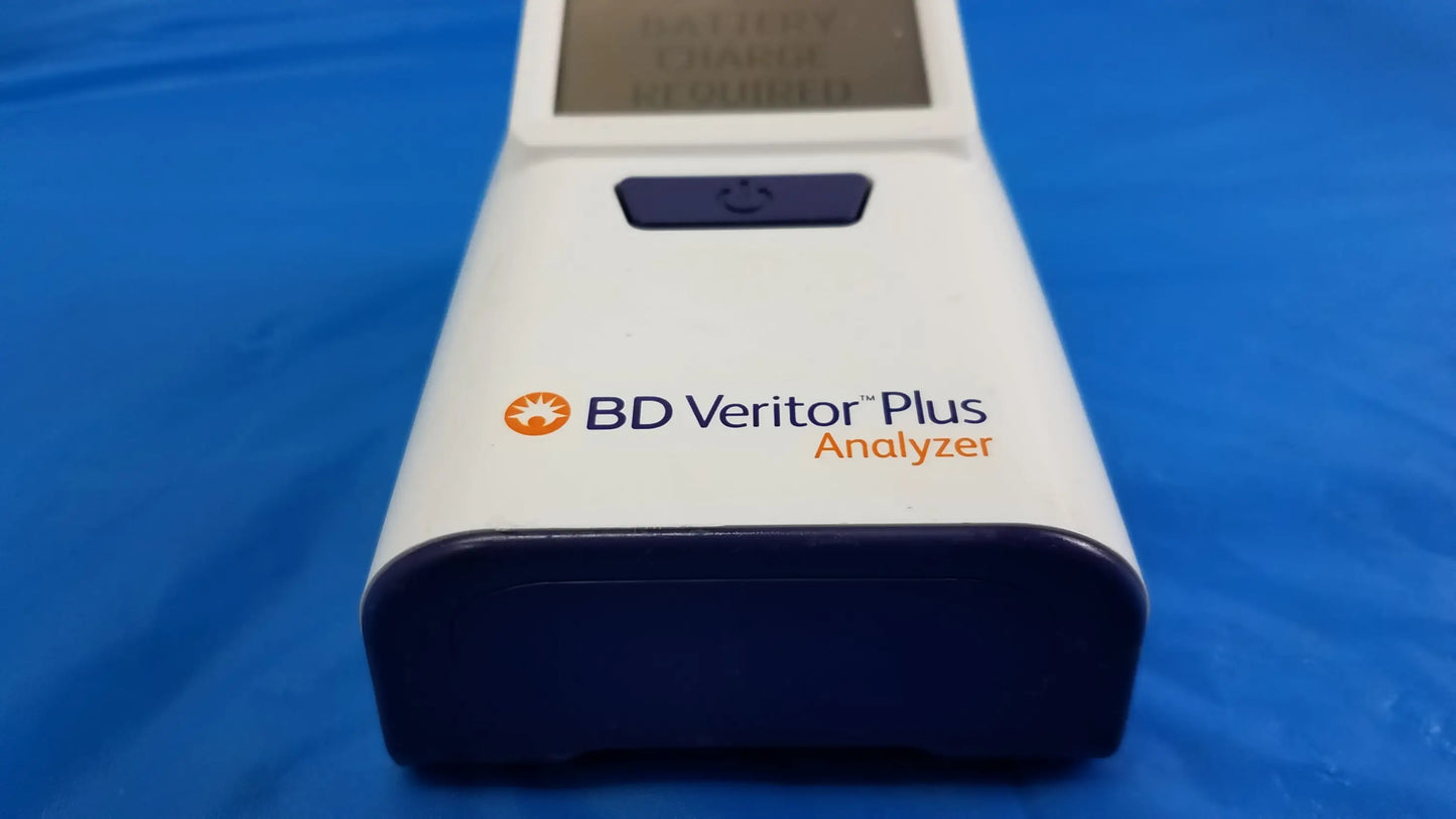 White and navy blue BD Veritor Plus analyzer with digital display screen for reuse medical equipment use