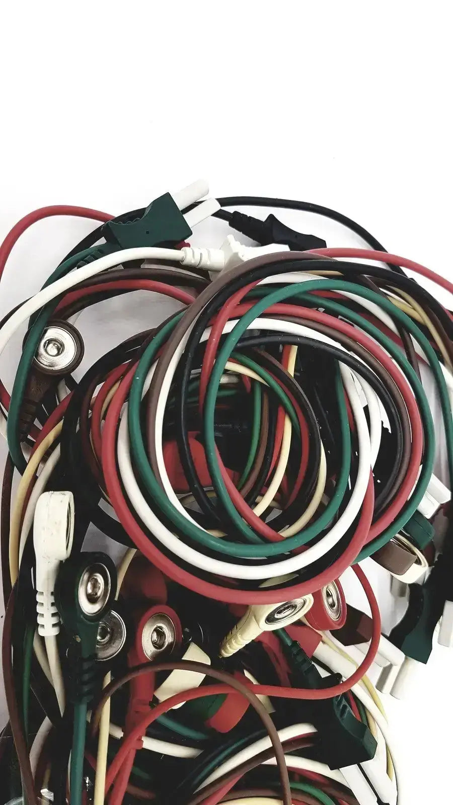 A lot of mix mindray compatible ecg leadwire cables with multicolored insulated wires and various connectors