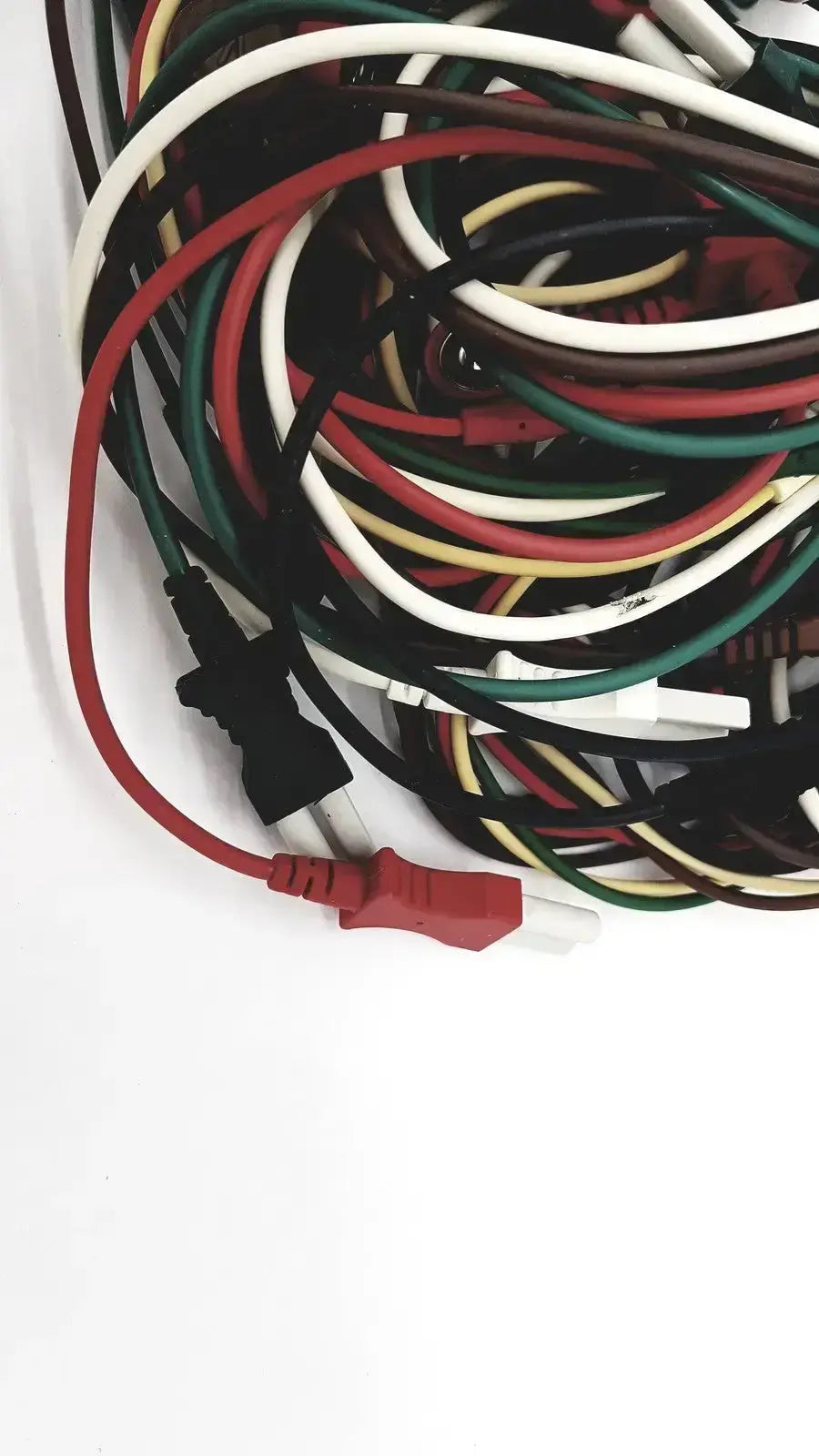 A lot of mix mindray compatible ecg leadwire with multicolored insulated wires and various connector types