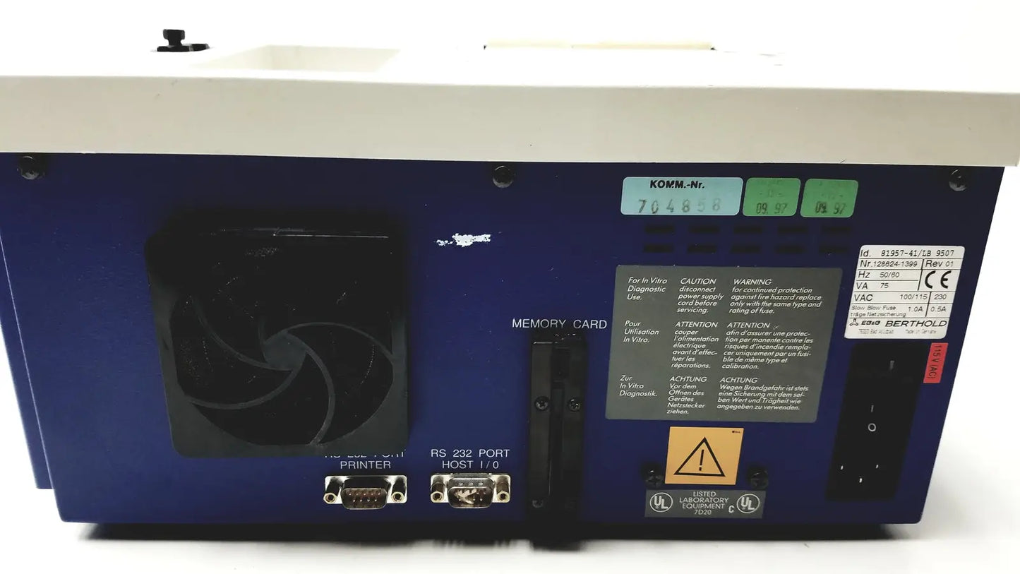 Lumat LB 9507 Ultra Sensitive Tube Luminoter by Berthold Technologies - Luminometer