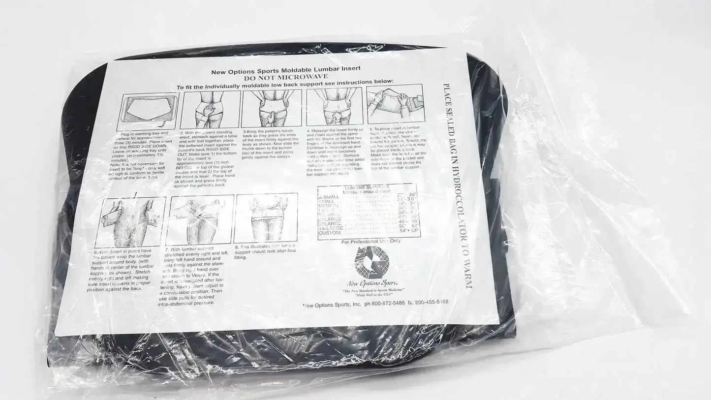 Black plastic thermoplastic insert for lumbar sacral orthosis lumbosacral support val5n 2x-large back side