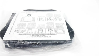 Black molded thermoplastic insert in clear packaging for lumbar sacral orthosis lumbosacral support 2x-large