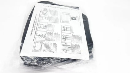 Black silicone breast form with instruction sheet in clear packaging for lumbar sacral orthosis with thermoplastic insert