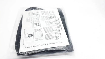 Black sealed hydrocolloid sacral orthosis val5n in clear plastic packaging with instructional paper insert for lumbar support