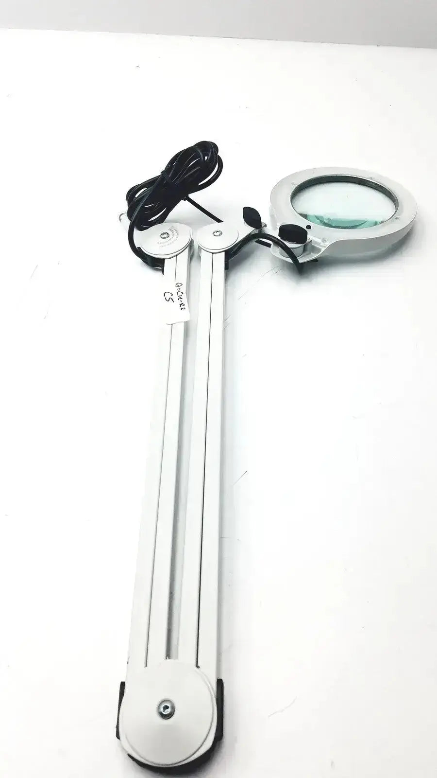 White luxo lfg028214 lfm led adjustable magnifying lamp with black cord and 3 diopter circular glass lens clamp mount