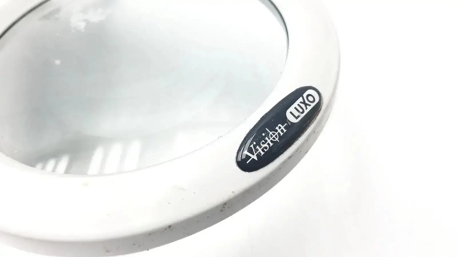 White plastic magnifying glass with black vision luxo label on rim for luxo lfg028214 lfm led 3 diopter lens clamp product