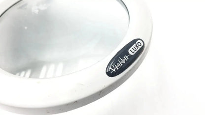 White plastic magnifying glass with black vision luxo label on rim for luxo lfg028214 lfm led 3 diopter lens clamp product