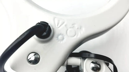 White plastic bicycle handlebar grip with black rubber section and metal fasteners for luxo lfg028214 lfm led diopter lens clamp