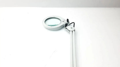 Silver luxo lfg028214 adjustable-arm magnifying lamp with lfm led, 3 diopter lens, black articulated joints, and clamp